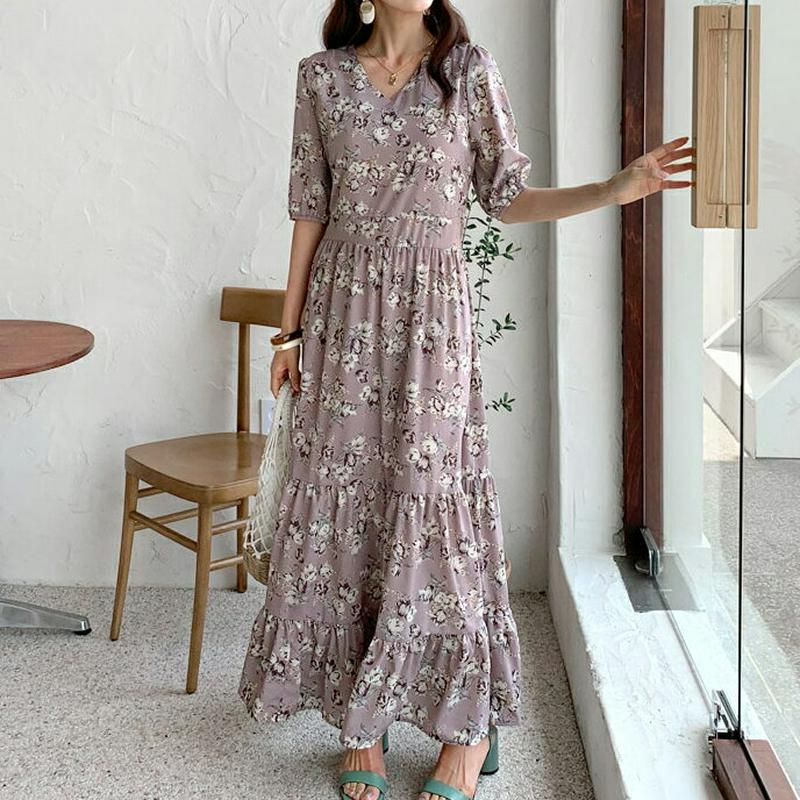 フローラルロングワンピース・全3色・b55497 レディース 【ops】【ワンピース ロング ロングワンピース マキシー シフォ