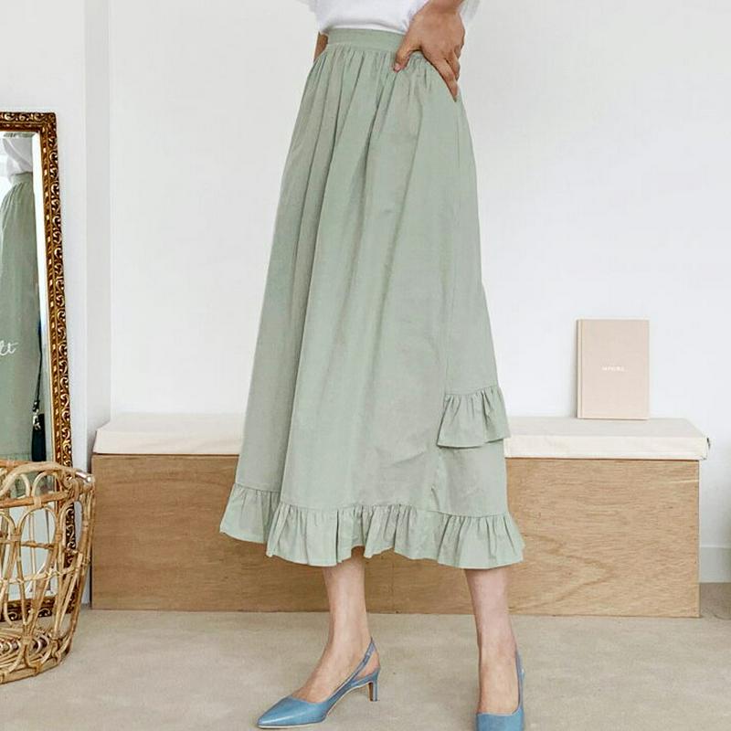 フリルヘムスカート・全3色・t55513 レディース 【sk】【ボトムス スカート ロング ロングスカート フリル Aライン フ