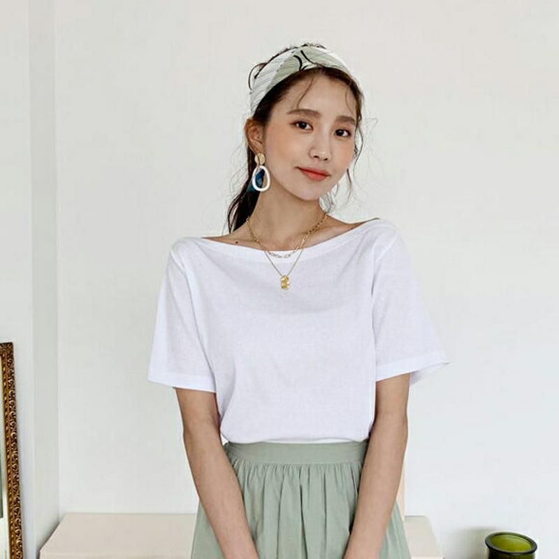 リブボートネックTシャツ・全3色・b55492 レディース 【tops】【トップス Tシャツ カットソー ボートネック デコルテ