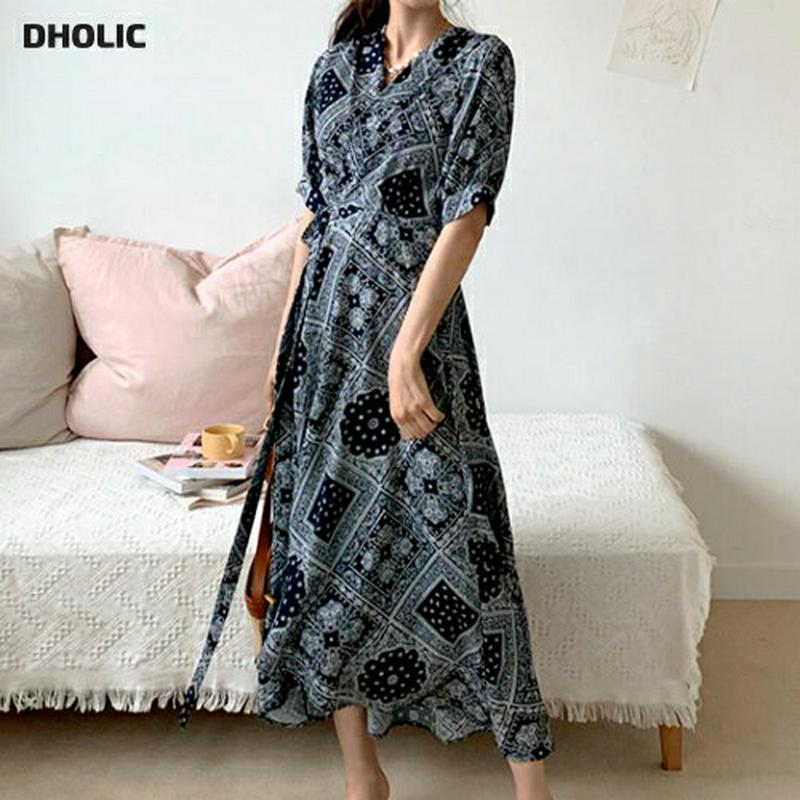 ペイズリーラップワンピース・全2色・b55503 レディース 【ops】【ワンピース ロング ロングワンピース Vネック カシュ