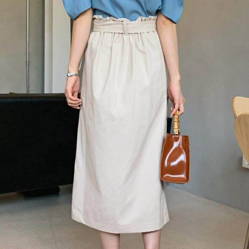 ベルト付タックスカート・全3色・t61995 レディース【sk】【スカート ロング ロングスカート タック 単色 無地 シンプル