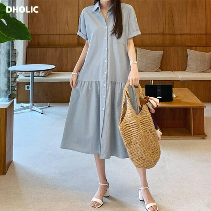 ギャザーシャツワンピース・全3色・t62043 レディース【ops】【ワンピース ミディ丈 ミディワンピース ギャザー シャツ 