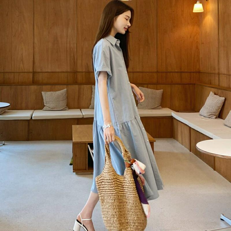 ギャザーシャツワンピース・全3色・t62043 レディース【ops】【ワンピース ミディ丈 ミディワンピース ギャザー シャツ 