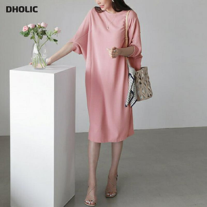 ドルマンスリーブワンピース・全4色・b61965 レディース【ops】【ワンピース ミディ丈 ミディワンピース 半袖 ハーフスリ