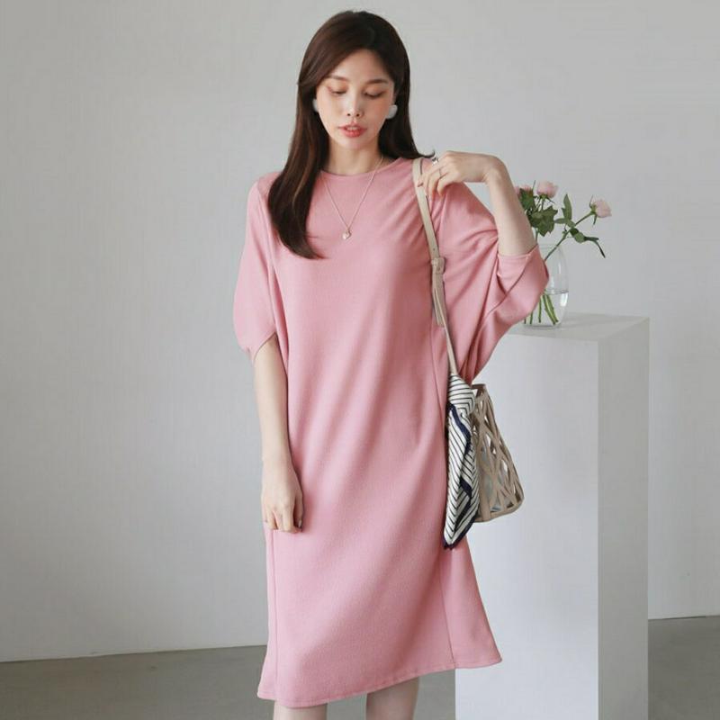 ドルマンスリーブワンピース・全4色・b61965 レディース【ops】【ワンピース ミディ丈 ミディワンピース 半袖 ハーフスリ