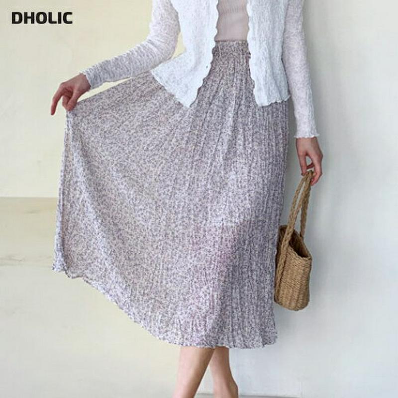 小花柄リンクルスカート・全2色・t59141 レディース 【sk】【ボトムス スカート ロング ロングスカート リンクル 小花柄