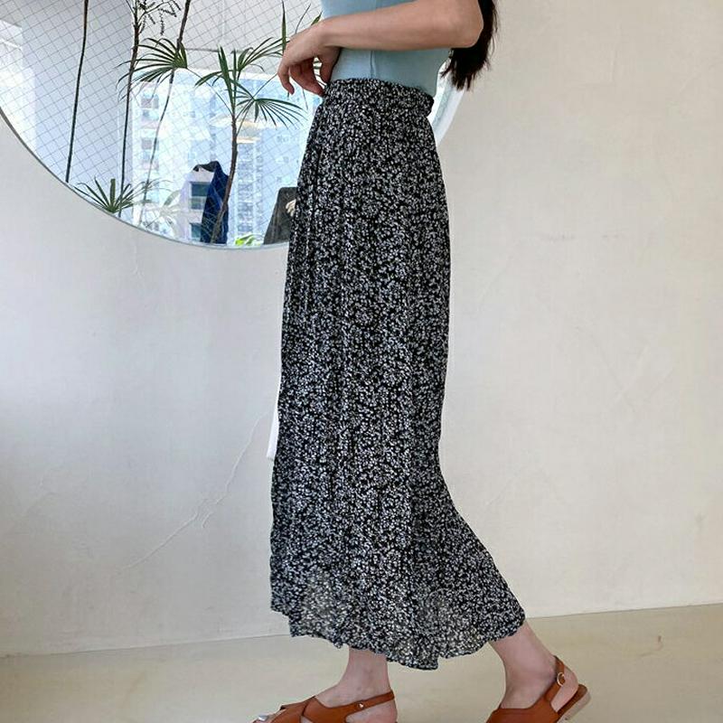 小花柄リンクルスカート・全2色・t59141 レディース 【sk】【ボトムス スカート ロング ロングスカート リンクル 小花柄