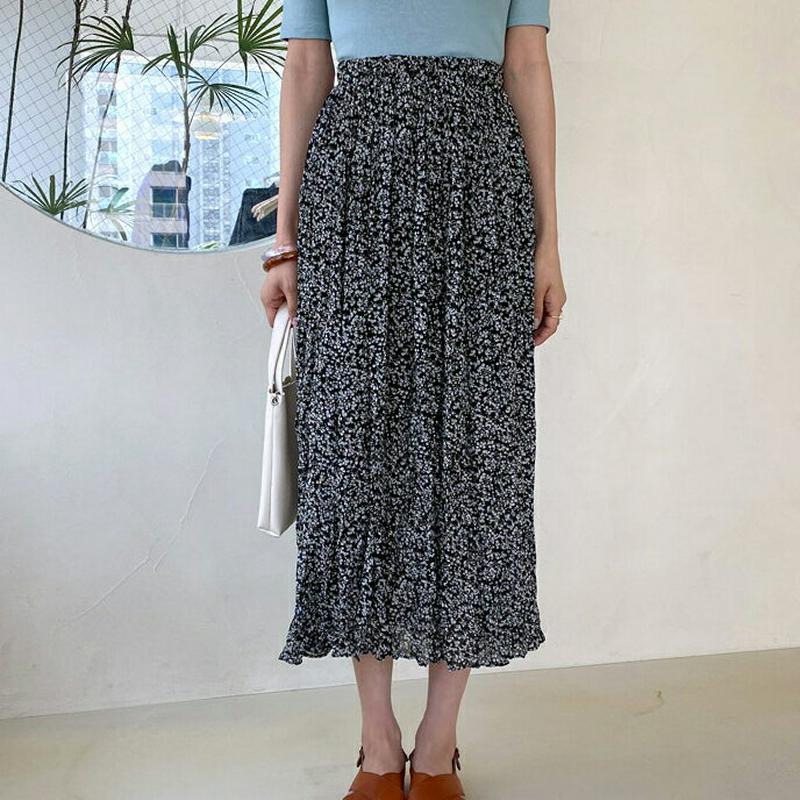 小花柄リンクルスカート・全2色・t59141 レディース 【sk】【ボトムス スカート ロング ロングスカート リンクル 小花柄