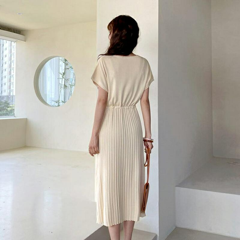 ドロストプリーツニットワンピース・全4色・b59134 レディース 【ops】【ワンピース ロング ロングワンピース ラウンドネ