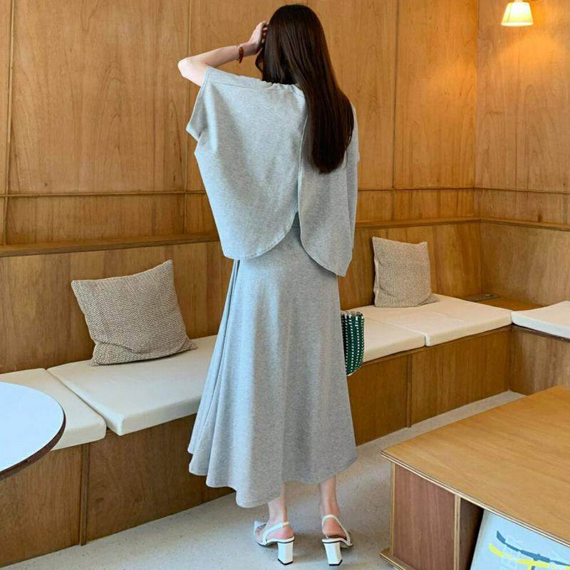 スリットTシャツ&スカートSET・全2色・b62000 レディース【ops】【セットアップ トップス Tシャツ 半袖 ショートス