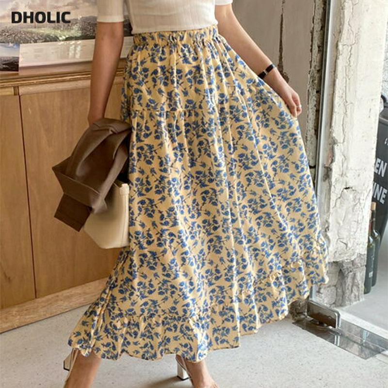 花柄ティアードスカート・全3色・b61989 レディース【sk】【スカート ロング ロングスカート ティアード 花柄 フラワー 