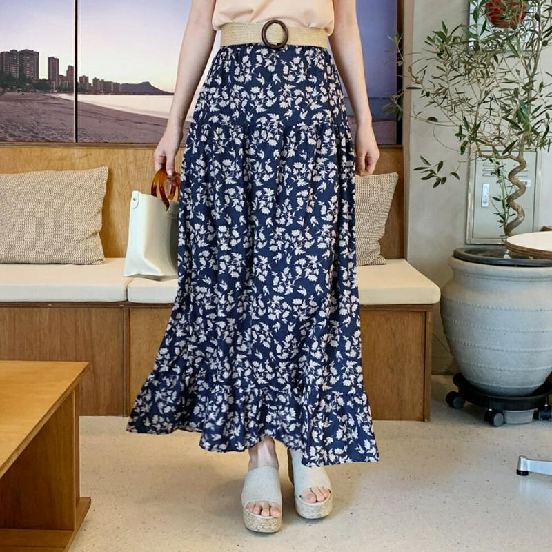 花柄ティアードスカート・全3色・b61989 レディース【sk】【スカート ロング ロングスカート ティアード 花柄 フラワー 