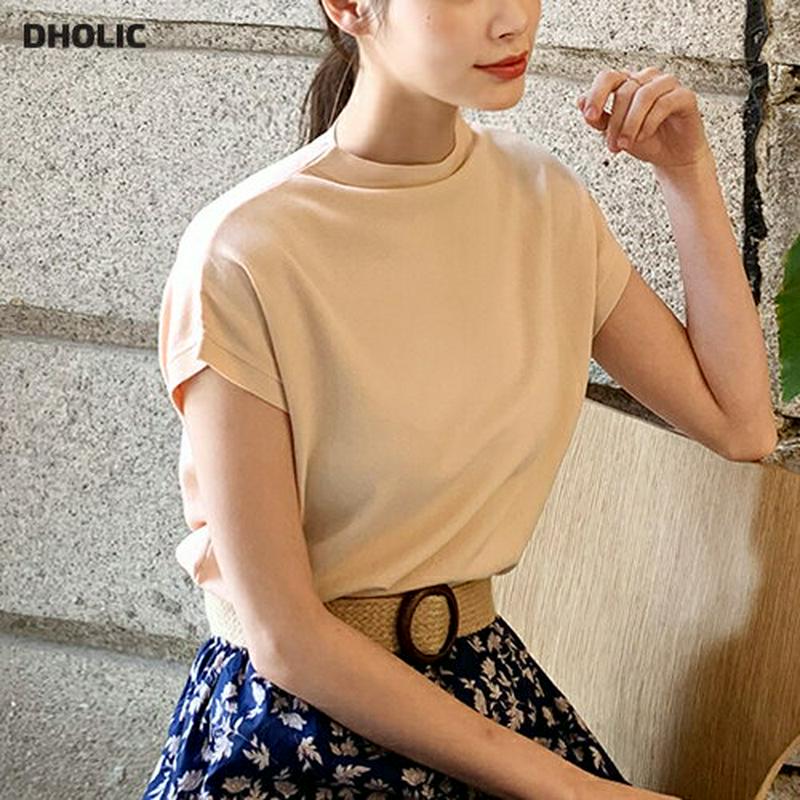 ≪人気商品再入荷≫ハーフネックニット・全4色・b62004 レディース【tops】 韓国ファッション トップス ニット ニットトップス 半袖 ショートスリーブ ハーフネック 単色 無地 シンプル ベーシック カジュアル 大人 春 夏 ハイホリHIHOLLI