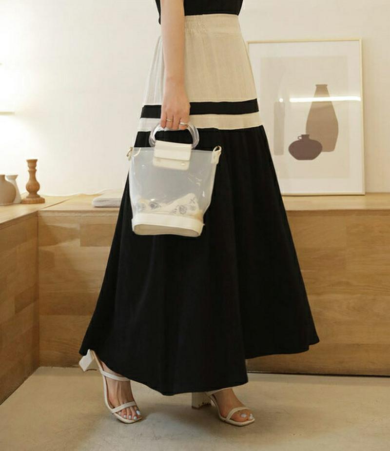 バイカラーフレアスカート・全2色・b61951 レディース【sk】【スカート ロング ロングスカート バイカラー フレア フレア