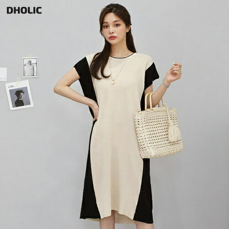 配色ニットワンピース・全2色・b61893 レディース【ops】【ワンピース ニット ニットワンピース ミディ丈　ミディワンピー