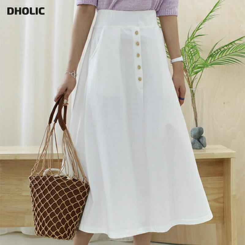 ボタンフレアスカート・全3色・b61899 レディース【sk】【スカート ロング ロングスカート フレア フレアスカート 単色 