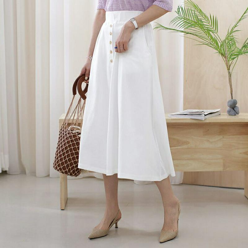 ボタンフレアスカート・全3色・b61899 レディース【sk】【スカート ロング ロングスカート フレア フレアスカート 単色 