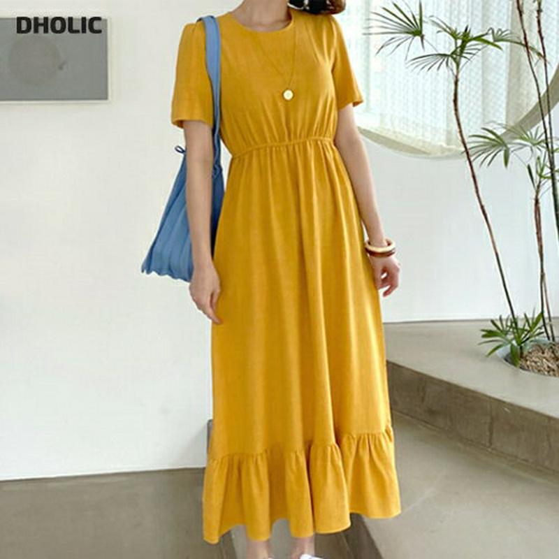 フレアヘムワンピース・全4色・t59135 レディース 【ops】【ワンピース ロング ロングワンピース 半袖 ハーフスリーブ 