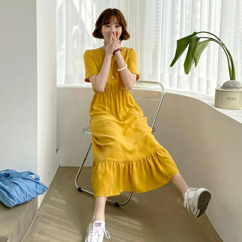 フレアヘムワンピース・全4色・t59135 レディース 【ops】【ワンピース ロング ロングワンピース 半袖 ハーフスリーブ 