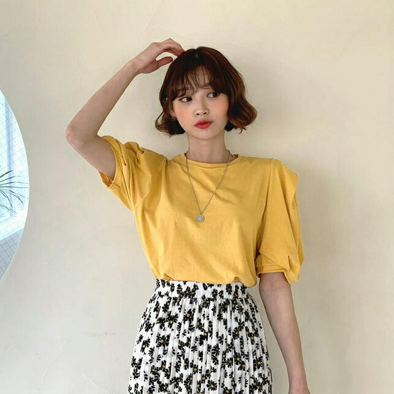 ラウンドパワーショルダーTシャツ・全4色・t59128 レディース 【tops】【トップス Tシャツ 半袖 ハーフスリーブ パワ