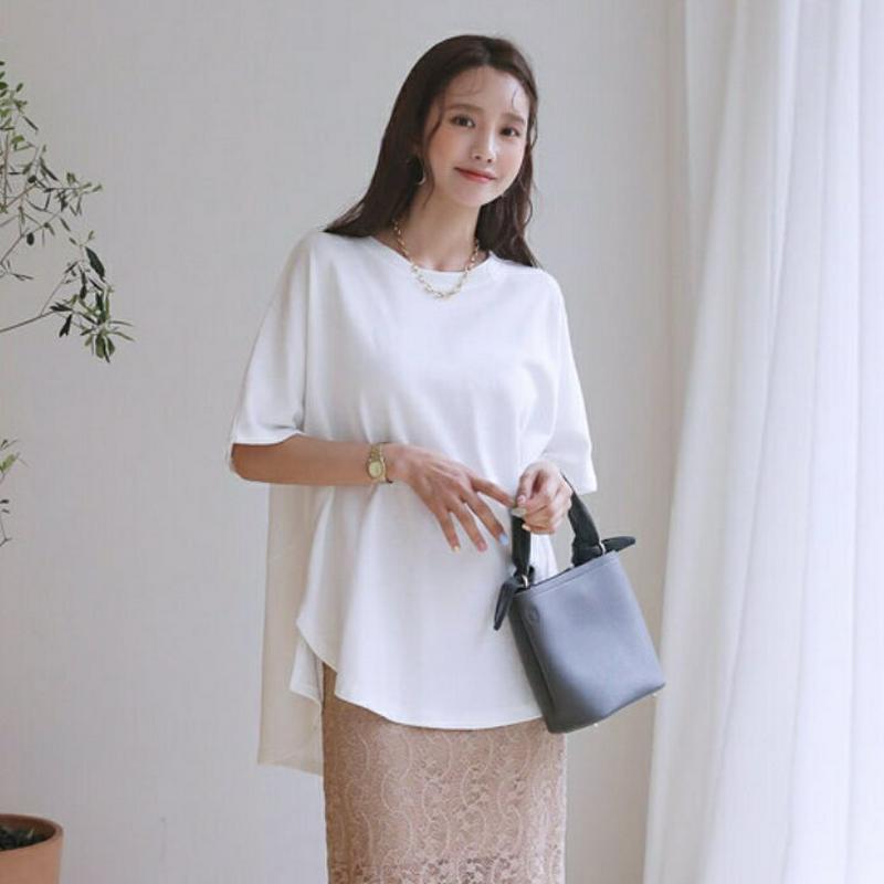 バックスリットTシャツ・全4色・b55902 レディース 【tops】【トップス Tシャツ 半袖 ハーフスリーブ 単色 無地 シ