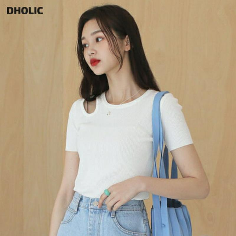 【只今10%OFF】ショルダースリットニット・全3色・e55402 レディース 【tops】【韓国 ファッション トップス ニット ニットトップス 半袖 ハーフスリーブ ユニーク 個性的 カジュアル 春 夏】