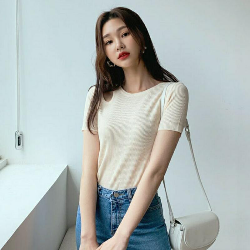 【只今10%OFF】ショルダースリットニット・全3色・e55402 レディース 【tops】【韓国 ファッション トップス ニット ニットトップス 半袖 ハーフスリーブ ユニーク 個性的 カジュアル 春 夏】