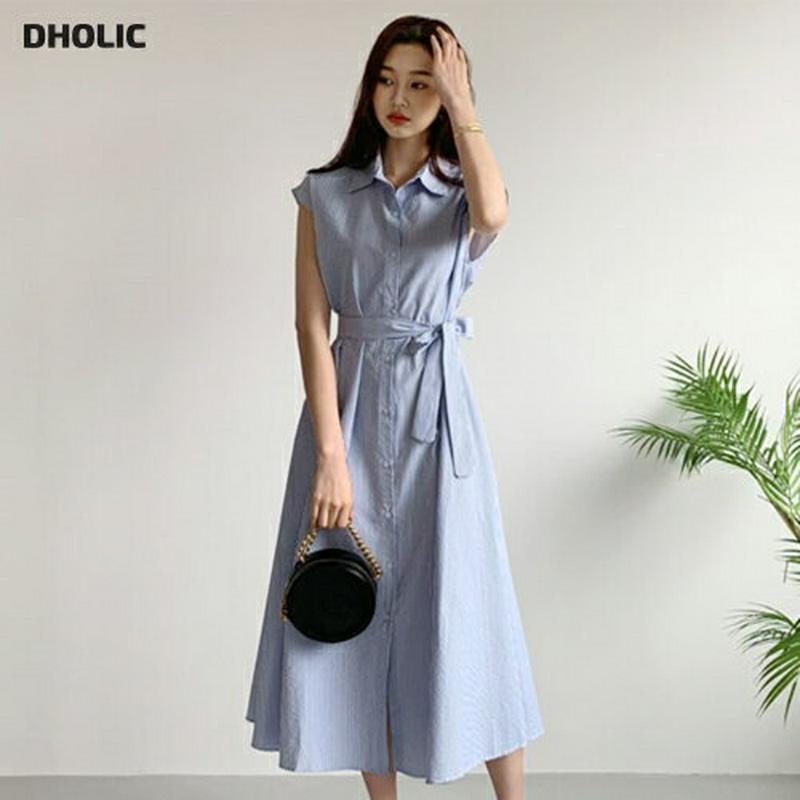 ストラップ付ストライプワンピース・全2色・b59086 レディース 【ops】【ワンピース ロング ロングワンピース スリーブレ