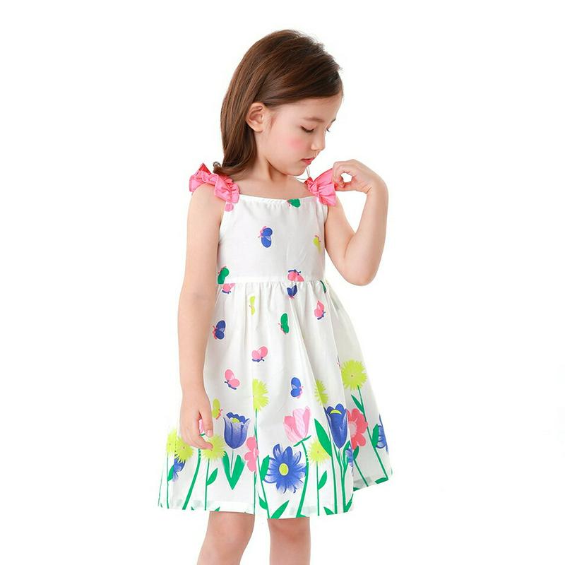 配色フリル花柄ワンピース・p001564 キッズ【3~8才】【ops】【ワンピース ミディ丈 ミディワンピース 花柄 フラワー フリル フリルスリーブ スリーブレス ノースリーブ 可愛い かわいい 女の子 子供 こども 子供服 こども服】【KIDS】
