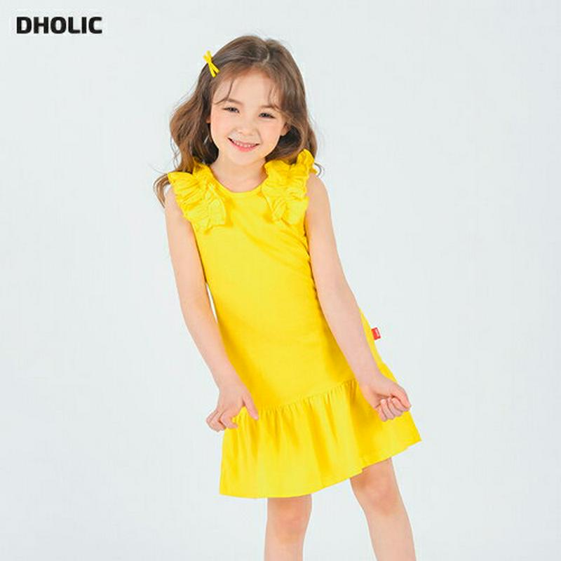 フリルショルダーワンピース・p001592 キッズ【3~8才】【ops】【ワンピース ミディ丈 ミディワンピース スリーブレス ノースリーブ フリル フリルスリーブ 袖コンシャス 単色 ガーリー 可愛い かわいい 女の子 子供 こども 子供服 こども服】【KIDS】