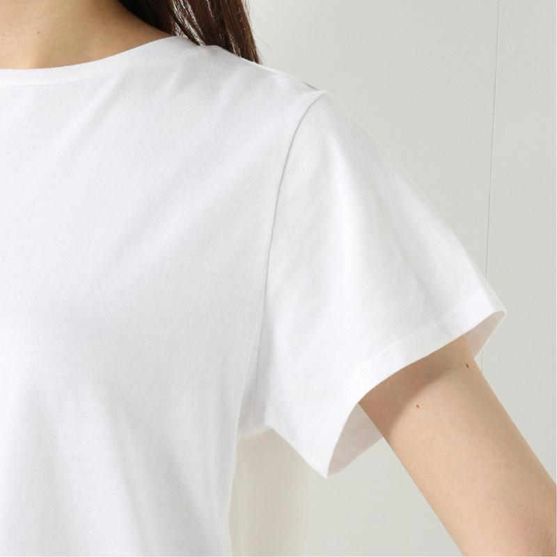 シルケット加工できれいめ見え◎後ろジョーゼットプリーツ異素材Ｔシャツ