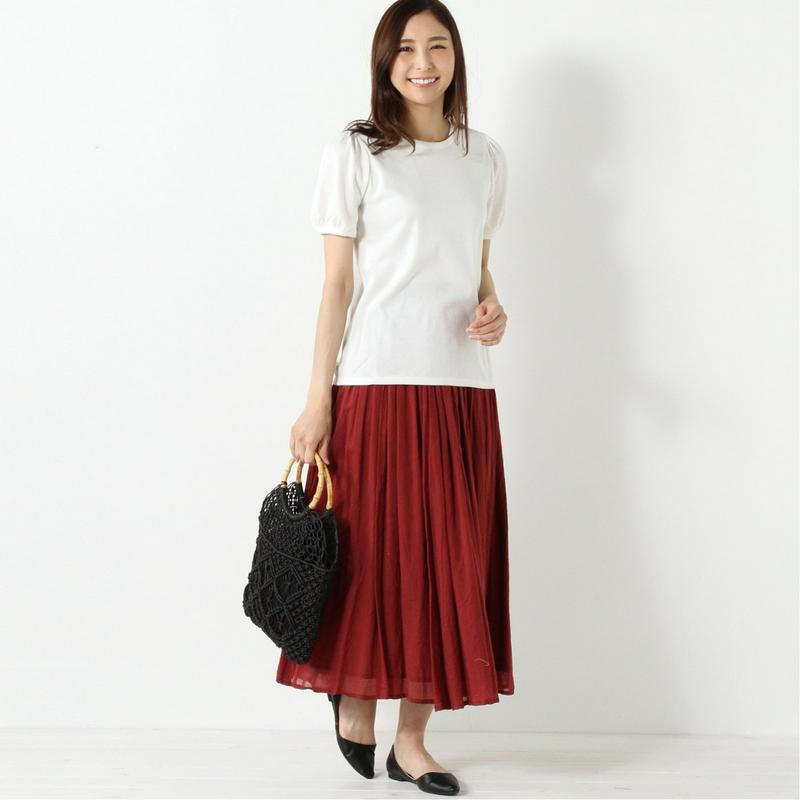 なめらかスムース素材◎半袖パフスリーブＴシャツ