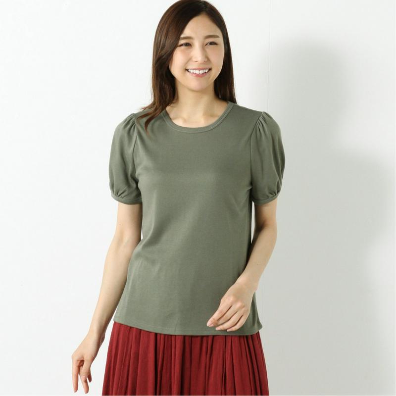 なめらかスムース素材◎半袖パフスリーブＴシャツ