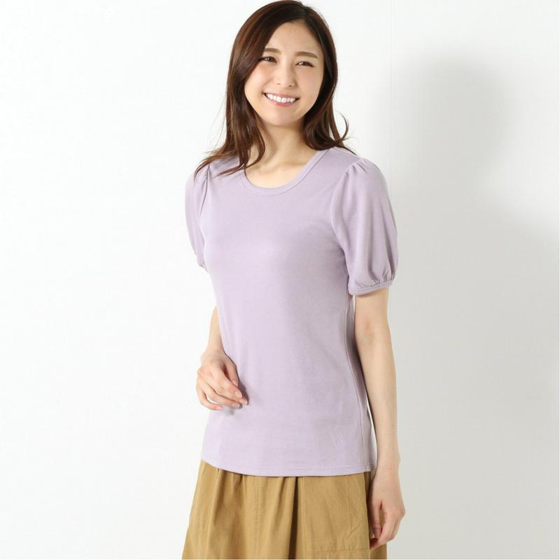 なめらかスムース素材◎半袖パフスリーブＴシャツ