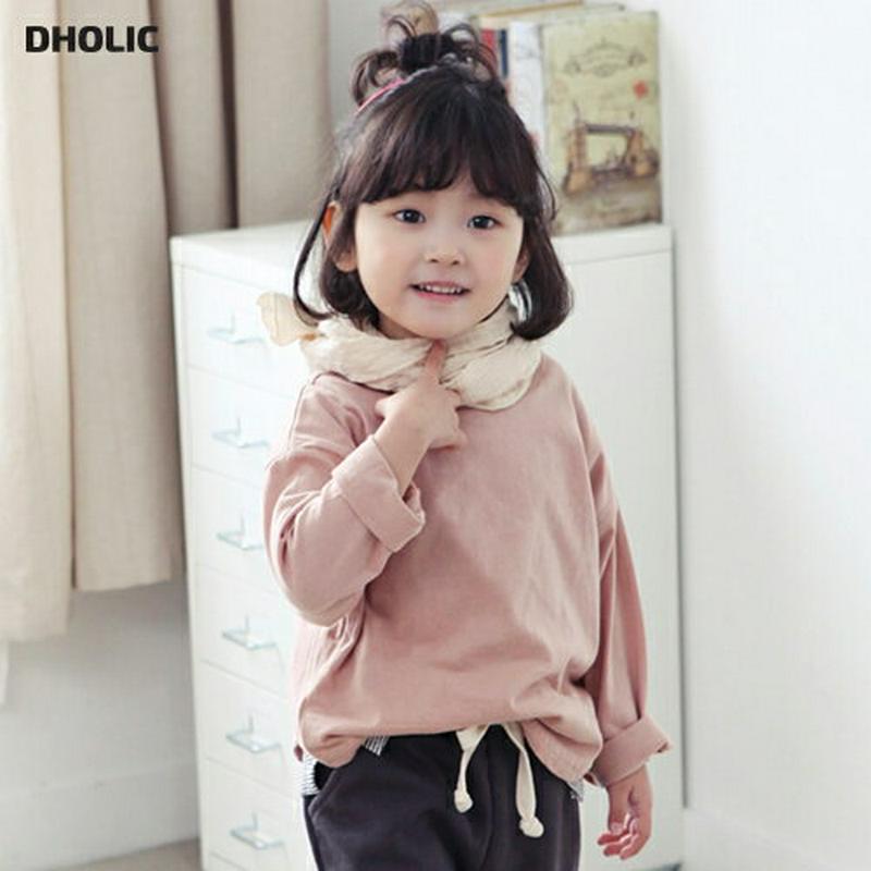 ラウンドネックTシャツ・p001628 キッズ【3~8才】【tops】【トップス Tシャツ 長袖 ロンT 無地T 無地 単色 シンプル ベーシック カジュアル 女の子 男の子 パステル 子供 こども 子供服 こども服】【KIDS】