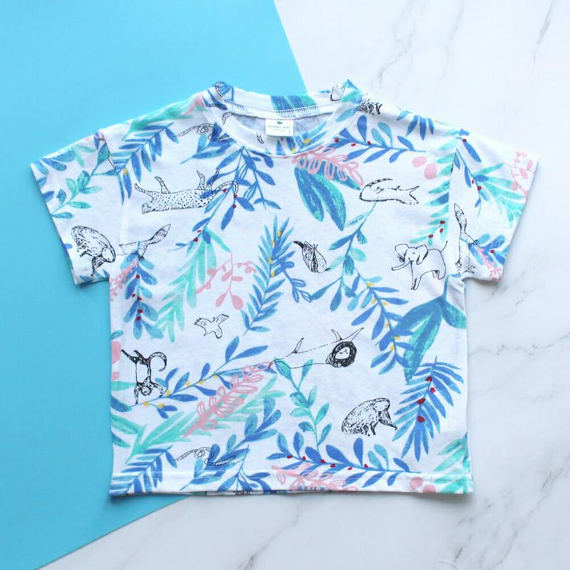Jungle半袖Tシャツ・p001955 キッズ【3~8才】【tops】【トップス Tシャツ 半袖 総柄 アニマル 動物 どうぶ