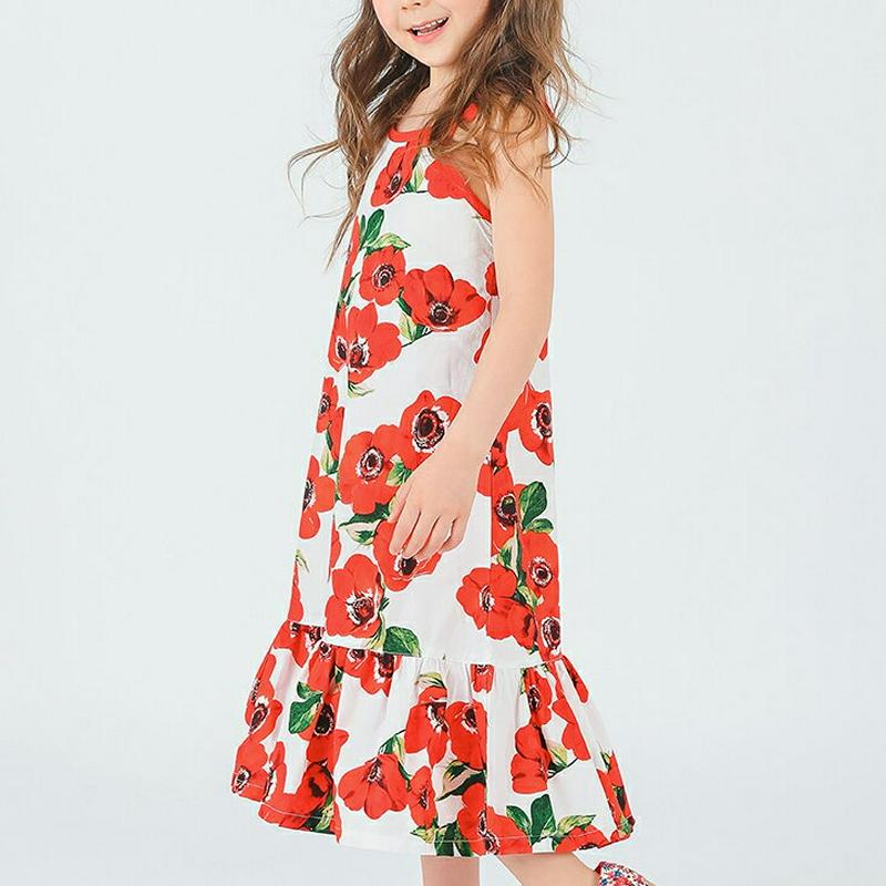 リボンストラップ花柄ワンピース・p001942 キッズ【3~8才】【ops】【ワンピース ロング ロングワンピース スリーブレス ノースリーブ 花柄 フラワー リボン りぼん フレア フレアワンピース 女の子 子供 こども 子供服 こども服】【KIDS】