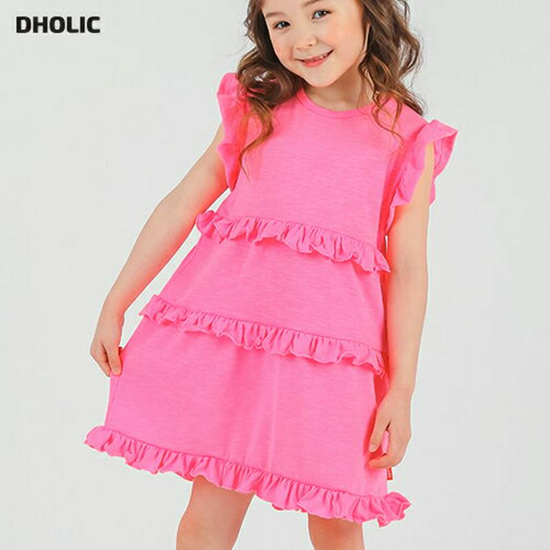 フリルラインワンピース・p001944 キッズ【3~8才】【ops】【ワンピース ミニワンピース フリル フリルワンピース スリーブレス ノースリーブ 単色 ガーリー 可愛い かわいい 女の子 子供 こども 子供服 こども服】【KIDS】