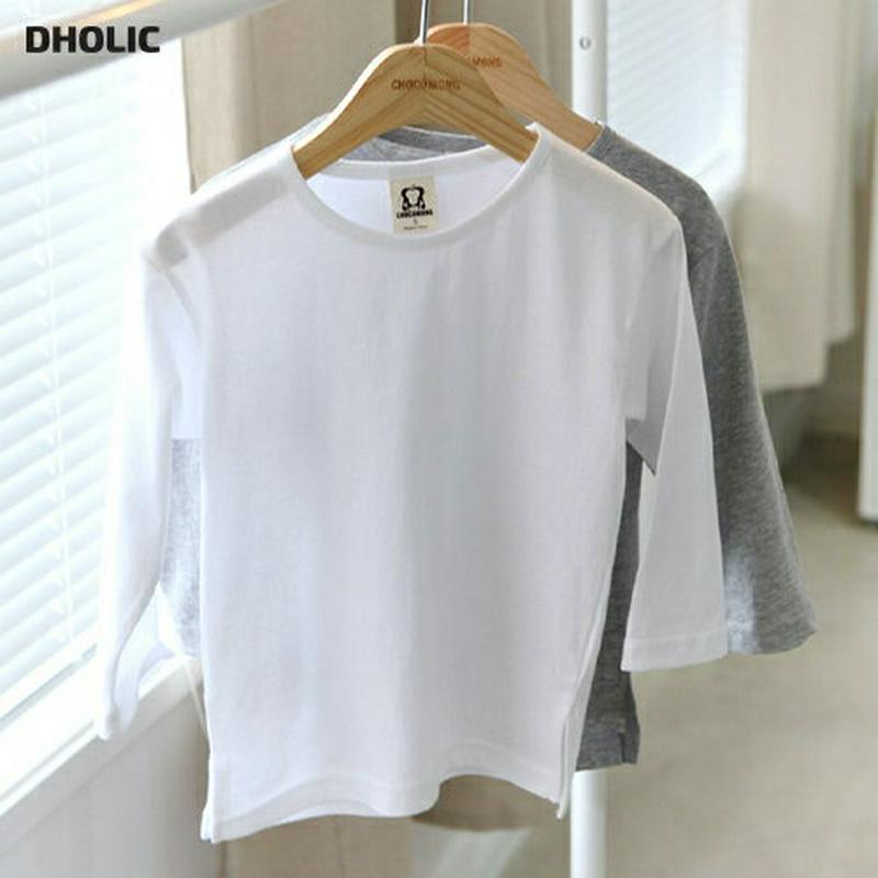 スリットヘムTシャツ・p001627 キッズ【3~8才】【tops】【トップス Tシャツ 長袖 単色 無地 シンプル ベーシック カジュアル 無地T ロンT 子供 こども 子供服 こども服】【KIDS】