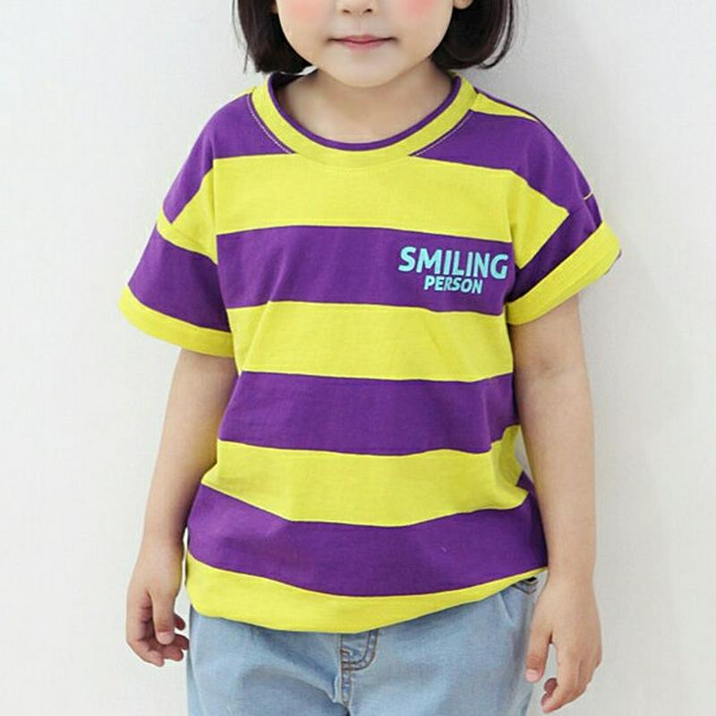 レタリングボーダーTシャツ・p001621 キッズ【3~8才】【tops】【トップス Tシャツ ボーダー ワイドボーダー レタリング ロゴ ロゴT カジュアル 半袖 ハーフスリーブ ラフ 女の子 男の子 子供 こども 子供服 こども服】【KIDS】