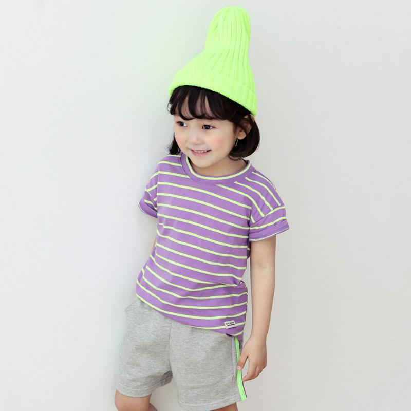 カラーボーダー半袖Tシャツ・p001625 キッズ【3~8才】【tops】【トップス Tシャツ 半袖 ボーダー カジュアル ラフ 女の子 男の子 子供 こども 子供服 こども服】【KIDS】