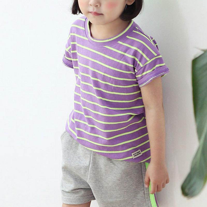 カラーボーダー半袖Tシャツ・p001625 キッズ【3~8才】【tops】【トップス Tシャツ 半袖 ボーダー カジュアル ラフ 女の子 男の子 子供 こども 子供服 こども服】【KIDS】