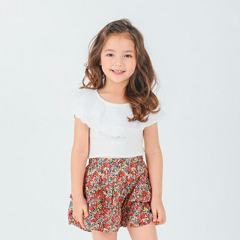 スカラップフリルTシャツ・p001847 キッズ【3~8才】【tops】【トップス Tシャツ 半袖 フリル フリルスリーブ スカラップ ガーリー 可愛い かわいい 女の子 子供 こども 子供服 こども服】【KIDS】