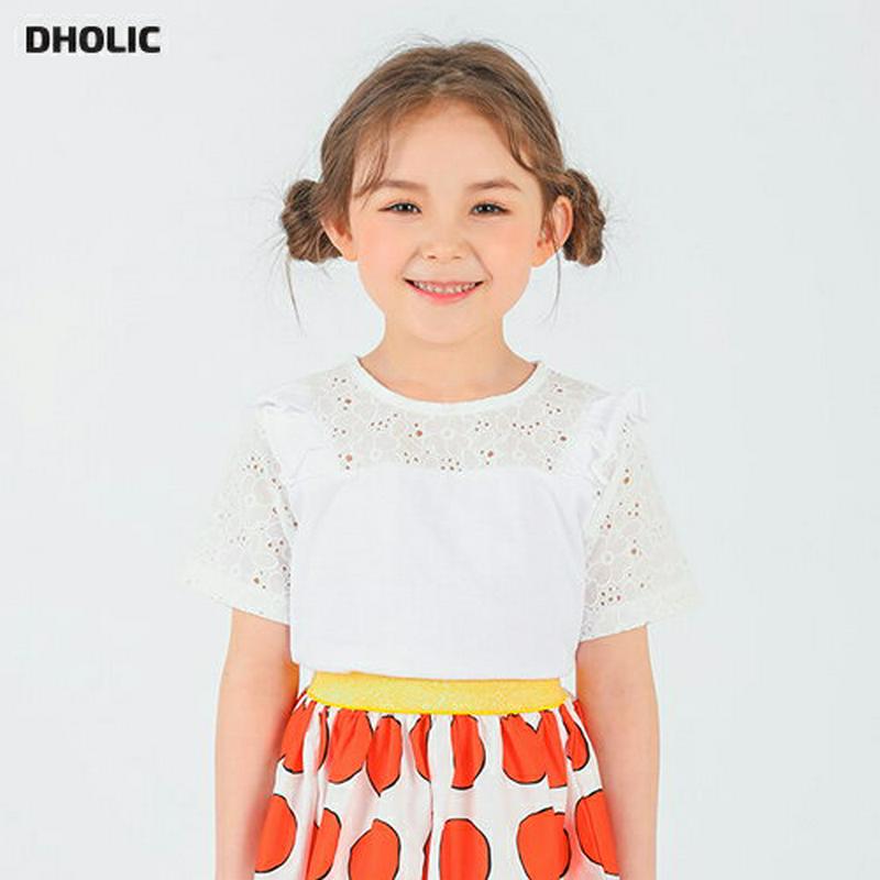 フラワーレースTシャツ・p001848 キッズ【3~8才】【tops】【トップス Tシャツ 半袖 ハーフスリーブ レース 透け感 シアー シースルー フラワー 花柄 フェミニン 女の子 子供 こども 子供服 こども服】【KIDS】