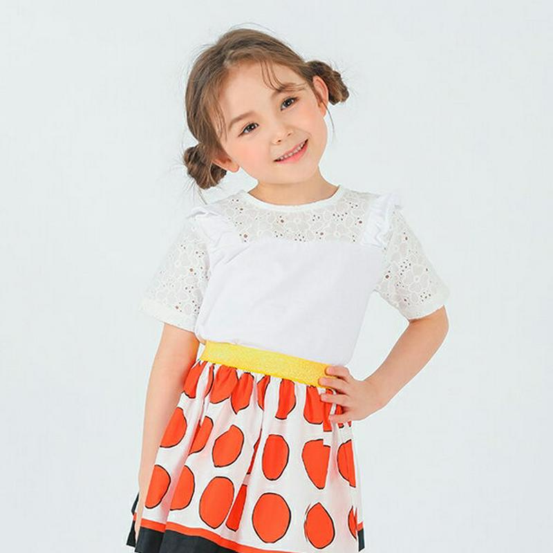 フラワーレースTシャツ・p001848 キッズ【3~8才】【tops】【トップス Tシャツ 半袖 ハーフスリーブ レース 透け感 シアー シースルー フラワー 花柄 フェミニン 女の子 子供 こども 子供服 こども服】【KIDS】