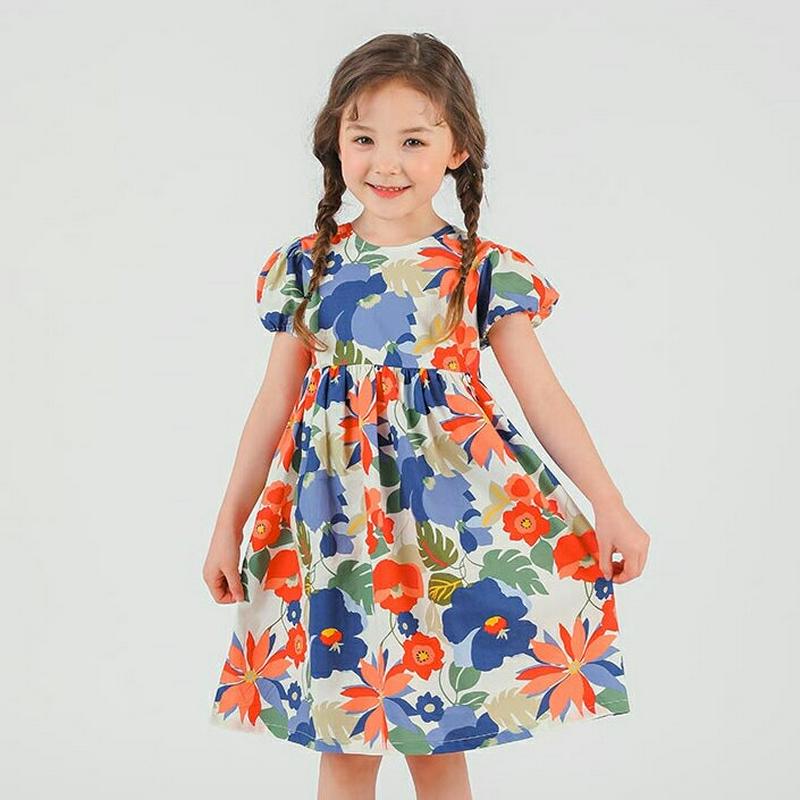 トロピカルワンピース・p001810 キッズ【3~8才】【ops】【ワンピース ミディ丈 ミディワンピース 半袖 花柄 フラワー トロピカル 女の子 子供 こども 子供服 こども服】【KIDS】