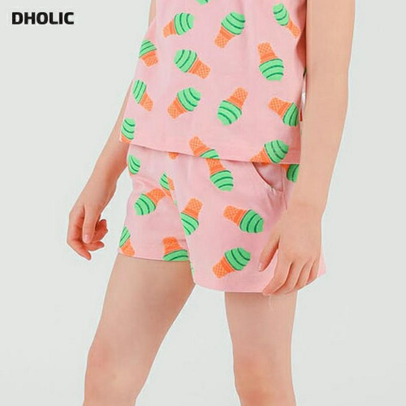 アイスクリームショートパンツ・p001820 キッズ【3~8才】【pt】【ショートパンツ ショーパン ショート丈 パンツ ズボン ボトムス 短パン アイス アイスクリーム カジュアル ポップ 女の子 男の子 子供 こども 子供服 こども服】【KIDS】