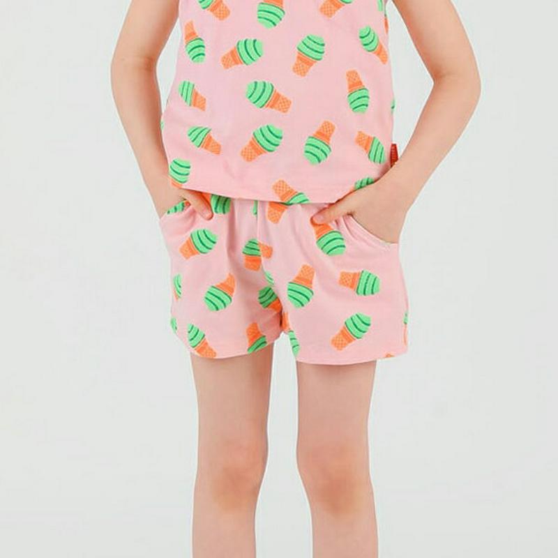 アイスクリームショートパンツ・p001820 キッズ【3~8才】【pt】【ショートパンツ ショーパン ショート丈 パンツ ズボン ボトムス 短パン アイス アイスクリーム カジュアル ポップ 女の子 男の子 子供 こども 子供服 こども服】【KIDS】