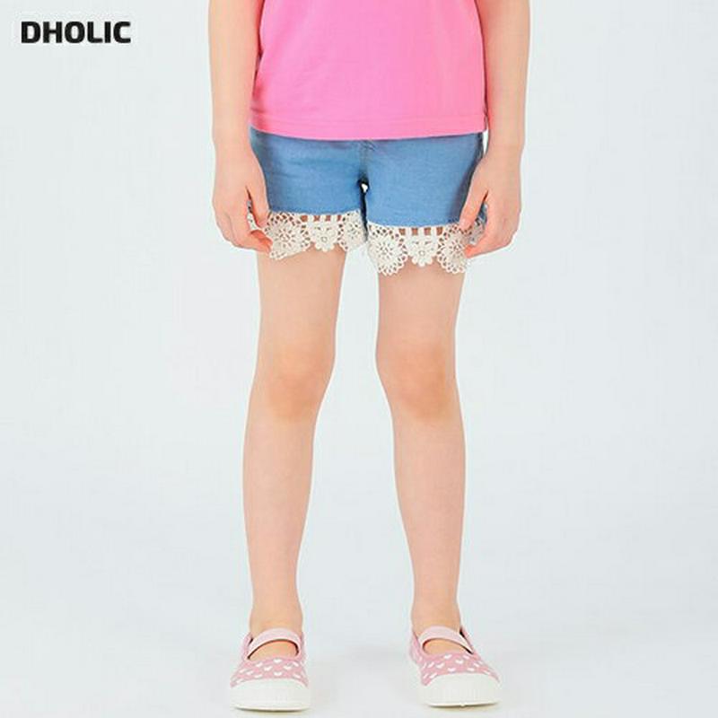 フラワーレースデニムショートパンツ・p001834 キッズ【3~8才】【pt】【デニム ショートパンツ デニムショートパンツ 短パン パンツ ズボン フラワー 花柄 レース 女の子 子供 こども 子供服 こども服】【KIDS】