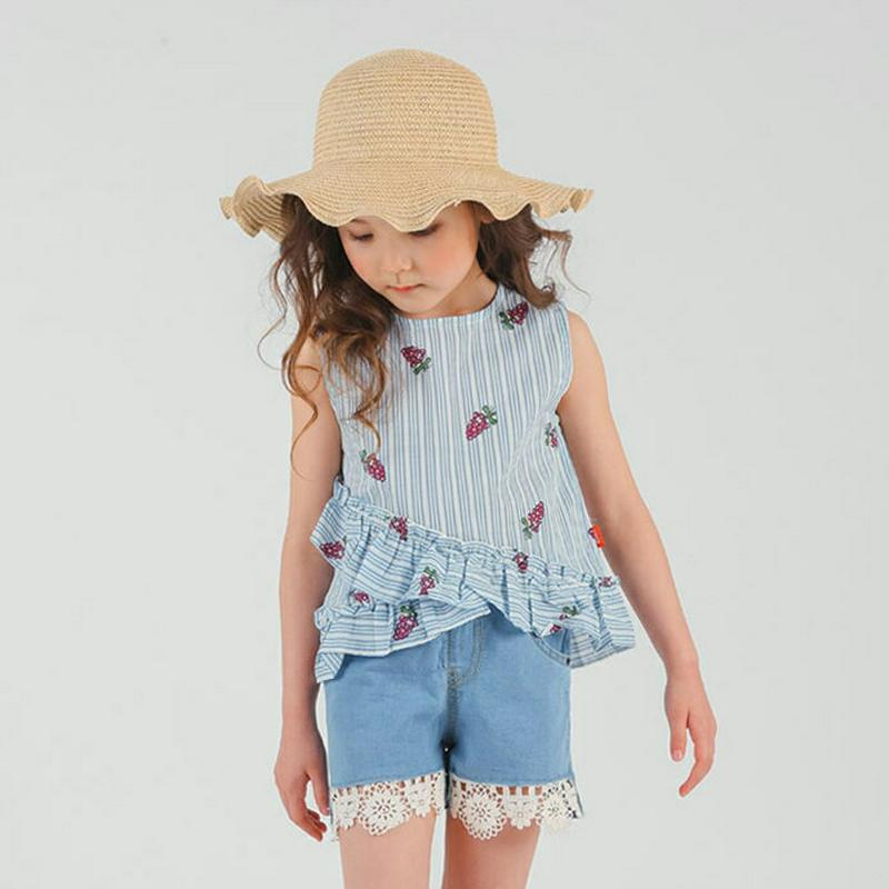 グレープパターンスリーブレス・p001846 キッズ【3~8才】【tops】【トップス スリーブレス ノースリーブ ストライプ 柄 グレープ ブドウ ぶどう 果物 くだもの フリル 女の子 子供 こども 子供服 こども服】【KIDS】